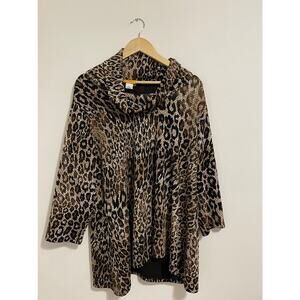 Ruby Red Women's Leopard Print Oversized Top Size XL